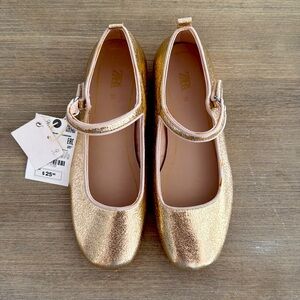 ZARA GOLD MARY JANES